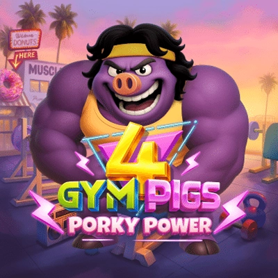 4 Gym Pigs Porky Power slot game met paarse mascotte