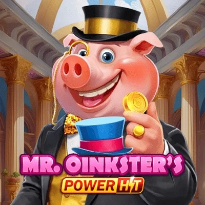Mr. Oinkster's Power Ht slot game met een varkenspersonage met hoge hoed